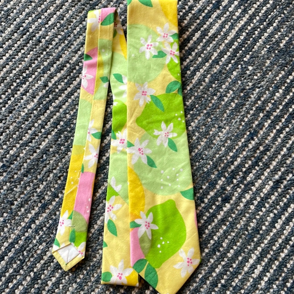 Vintage White Label lilly Pulitzer Boys cotton tie lemons and limes